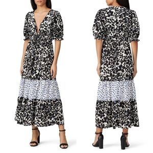 Love, Whit by Whitney Port Black Floral Puff Sleeve Maxi Dress
